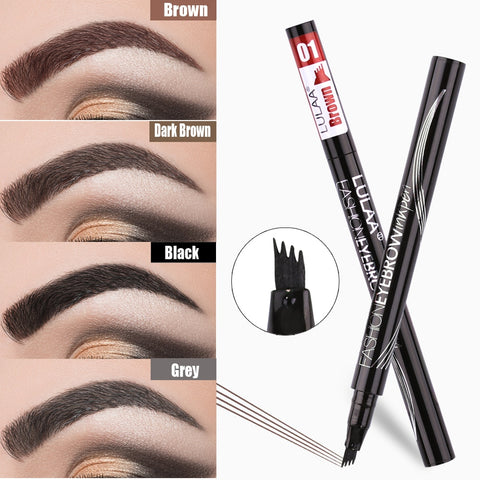 4Color Liquid Eyebrow Enhancer Eyebrow Tattoo Pen Sketch Waterproof Eyebrow Pencil 4 Head Long-lasting Eye Makeup