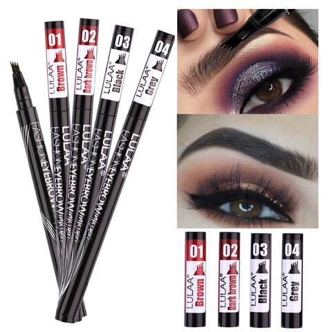 Lulaa Liquid Eyebrow Pencil Easy to Wear Microblading Pen Waterproof Henna Tint Eyebrows Tattoo Pen 4 Head Fork Eye Brow Pencil